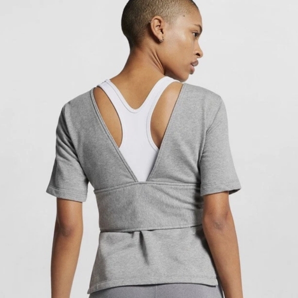 Nike Studio Front Tie Stretch Jersey Yoga Top Black Size Medium V-Back - Picture 15 of 16